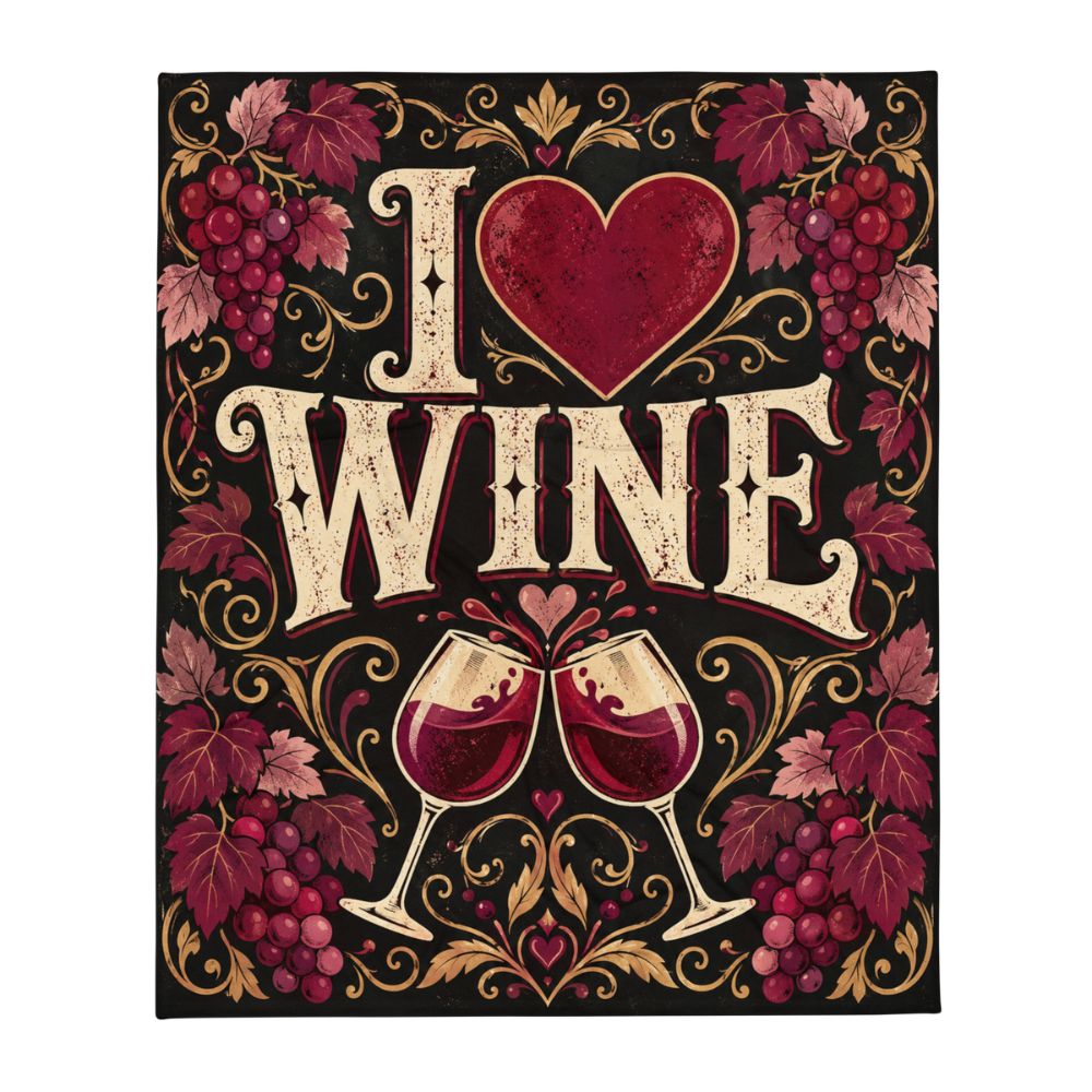 I_Love_Wine_Fleece_blanket